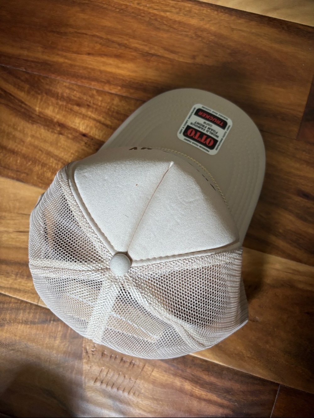 OTTO Beige Trucker Hat with Printed Slogan - Picture 6 of 7